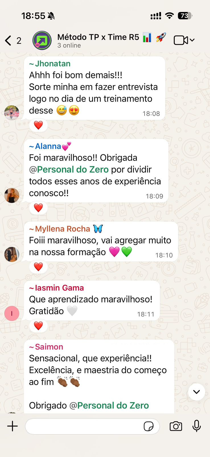 Depoimento de aluno